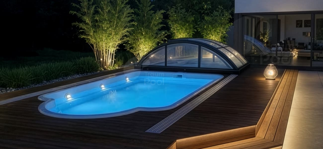 Wie plant man die Poolbeleuchtung, damit der Garten nach der Dämmerung luxuriös aussieht?